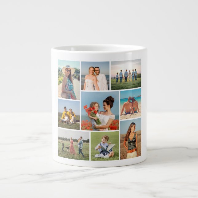 Create Your Own 9 Photo Collage Large Coffee Mug (Front)