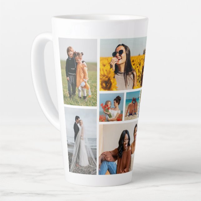 Create Your Own 9 Photo Collage Latte Mug (Left Angle)