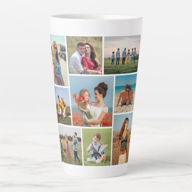 Create Your Own 9 Photo Collage Latte Mug (Front)