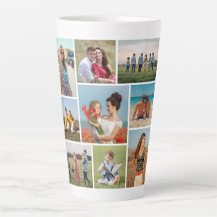 Create Your Own 9 Photo Collage Latte Mug