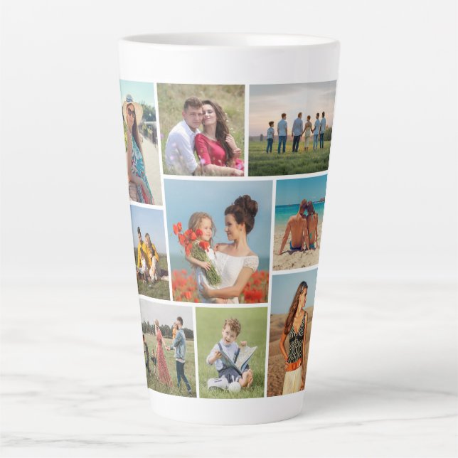 Create Your Own 9 Photo Collage Latte Mug (Front)