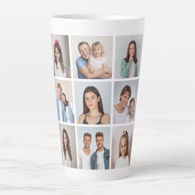 Create Your Own 9 Photo Collage Latte Mug (Front)