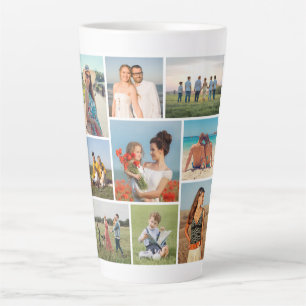 Create Your Own 9 Photo Collage Latte Mug