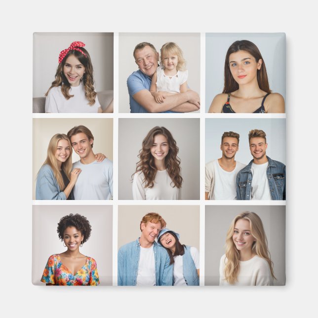 Create Your Own 9 Photo Collage Magnet (Front)