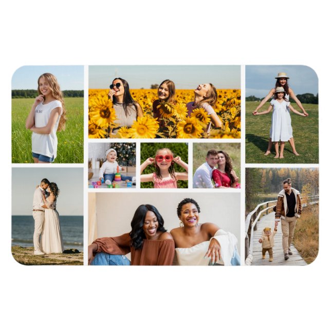 Create Your Own 9 Photo Collage Magnet (Horizontal)