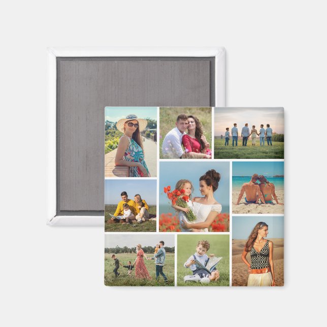 Create Your Own 9 Photo Collage Magnet (Front/Back)
