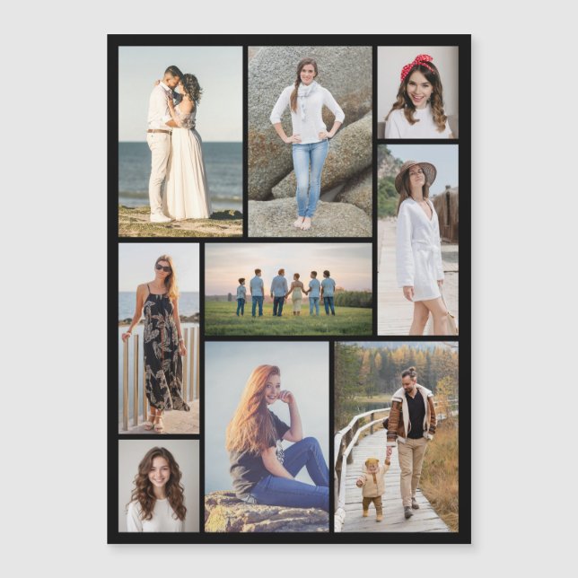 Create Your Own 9 Photo Collage Magnetic Card (Front)