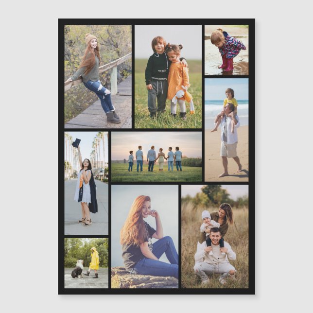 Create Your Own 9 Photo Collage Magnetic Card (Front)