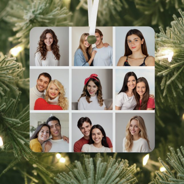 Create Your Own 9 Photo Collage Metal Tree Decoration (Insitu)