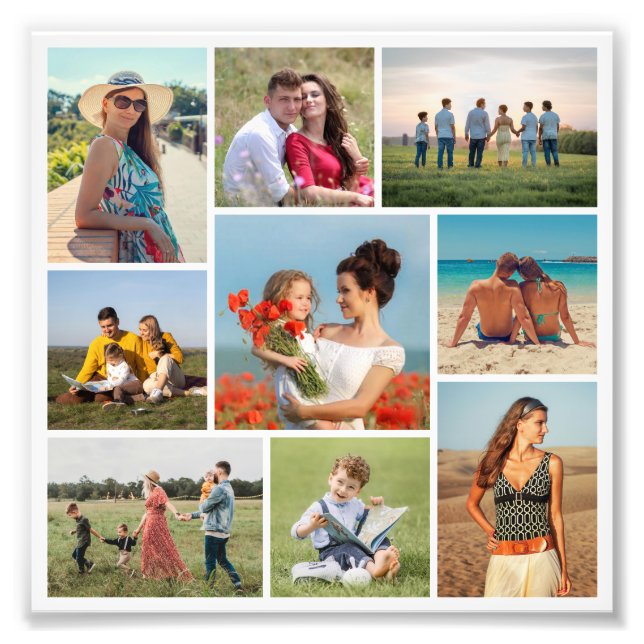 Create Your Own 9 Photo Collage Photo Enlargement Print (Front)