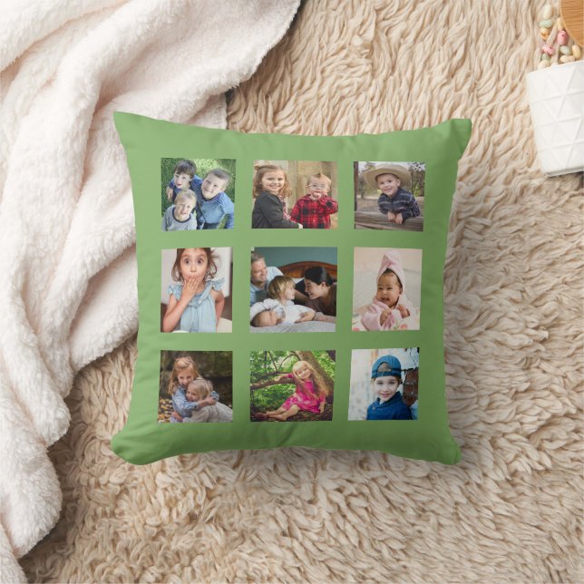 Create Your Own 9 Photo Collage Pista Green Cushion (Blanket)