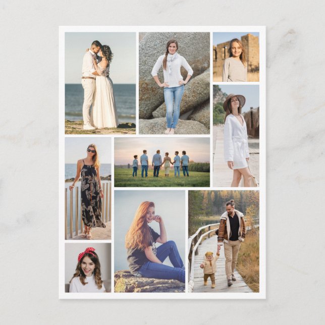 Create Your Own 9 Photo Collage Postcard (Front)