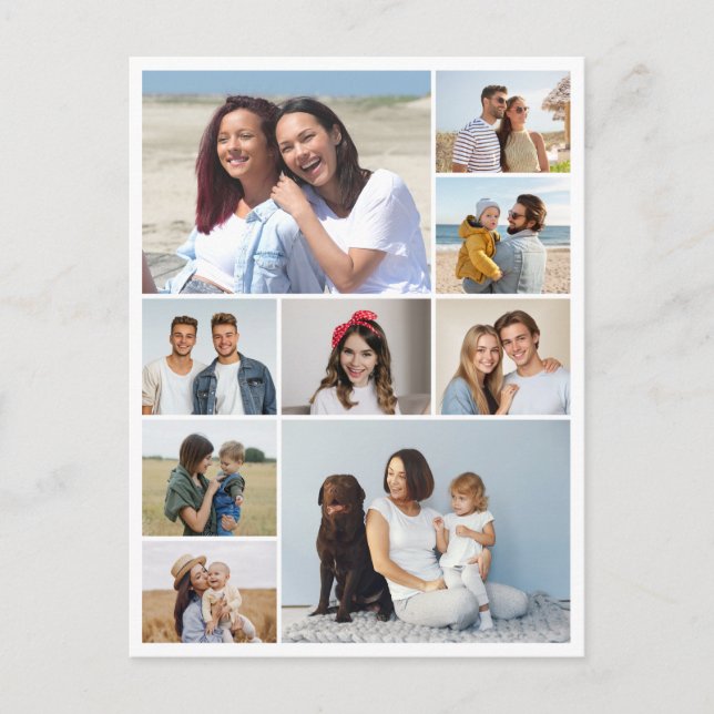 Create Your Own 9 Photo Collage Postcard (Front)