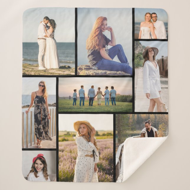 Create Your Own 9 Photo Collage Sherpa Blanket (Front)
