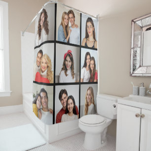 Create Your Own 9 Photo Collage Shower Curtain