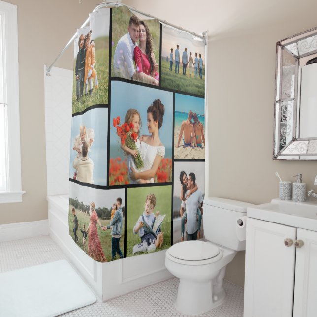 Create Your Own 9 Photo Collage Shower Curtain (In Situ)