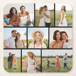 Create Your Own 9 Photo Collage Square Paper Coaster