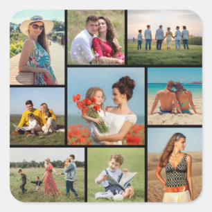 Create Your Own 9 Photo Collage Square Sticker