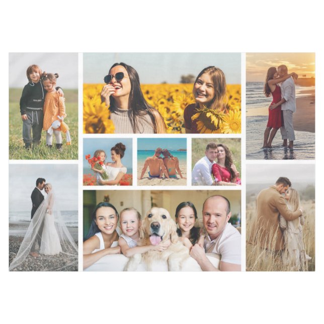 Create Your Own 9 Photo Collage Tablecloth (Front (Horizontal))
