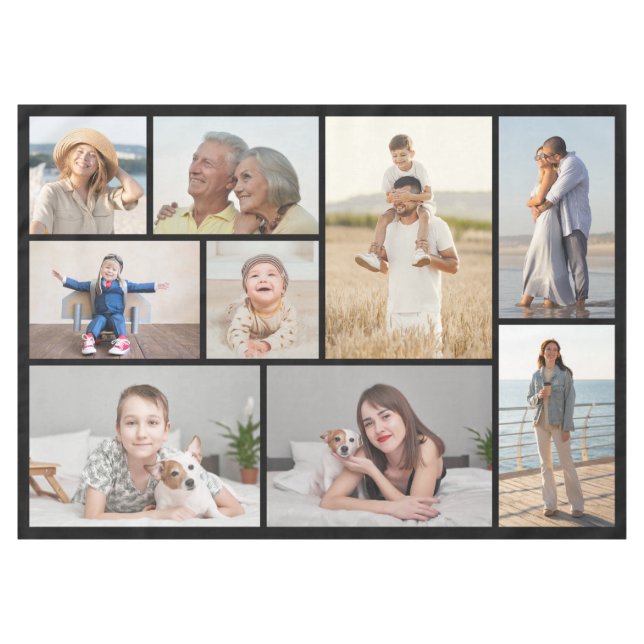 Create Your Own 9 Photo Collage Tablecloth (Front (Horizontal))