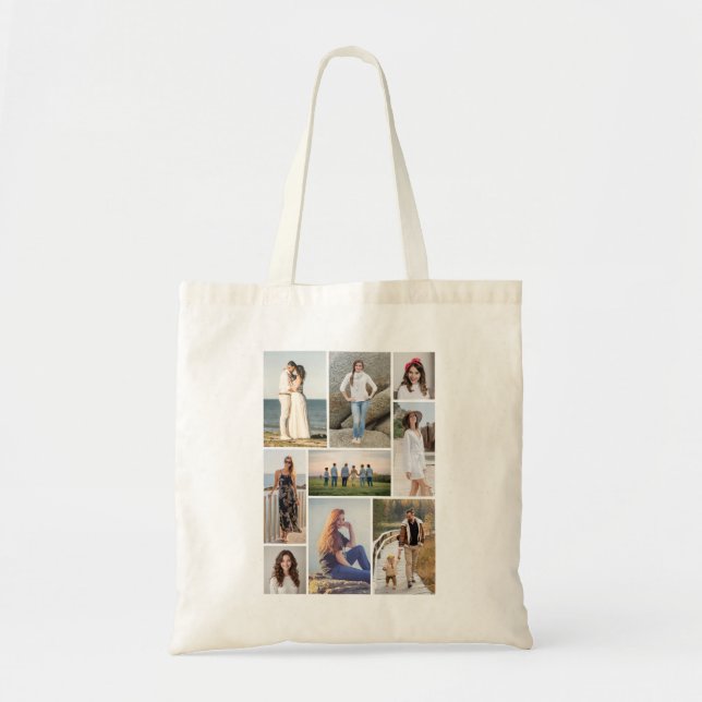 Create Your Own 9 Photo Collage Tote Bag (Front)