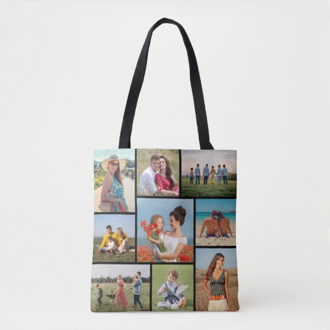 Create Your Own 9 Photo Collage Tote Bag (Front)