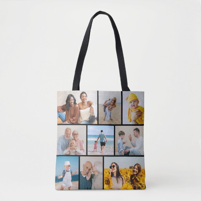 Create Your Own 9 Photo Collage Tote Bag (Front)
