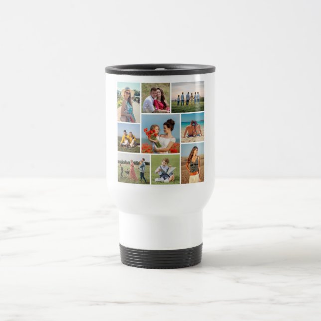 Create Your Own 9 Photo Collage Travel Mug (Center)