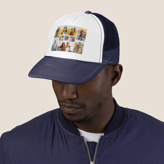 Create Your Own 9 Photo Collage Trucker Hat (In Situ)