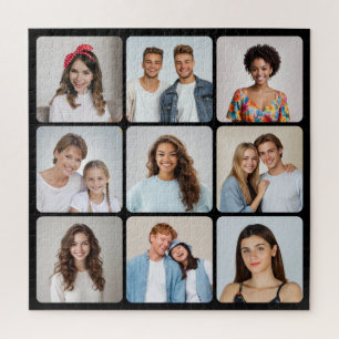 Create Your Own 9 Rounded Corners Photo Collage Jigsaw Puzzle