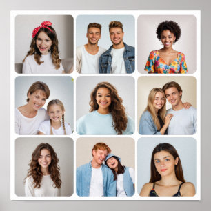 Create Your Own 9 Rounded Corners Photo Collage Poster