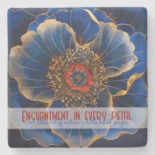 Create Your Own Abstract Bright Blue Anemone Flora Stone Coaster