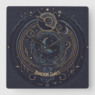 Create Your Own Abstract Celestial Lunar Square Wall Clock