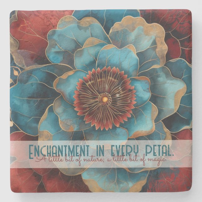 Create Your Own Abstract Crimson Topaz Flower Stone Coaster (Front)