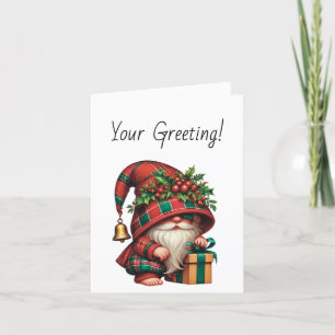 Create Your Own Adorable Christmas Plaid Gnome Holiday Card