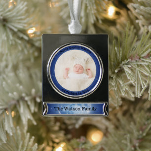 Create Your Own Adorable Newborn Baby Custom Photo Silver Plated Banner Ornament