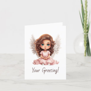 Create Your Own Adorable Pink Christmas Angel Holiday Card