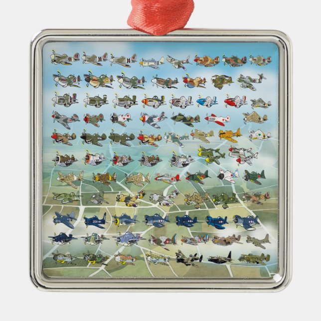 create your own aeroplane caricature metal ornament (Front)