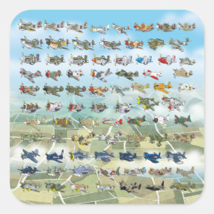 create your own aeroplane caricature square sticker