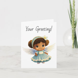 Create Your Own African American Angel Girl Holiday Card