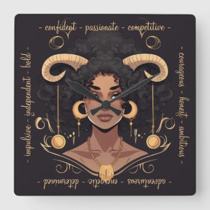 Create Your Own African American Queen Aries Square Wall Clock