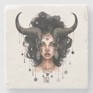 Create Your Own African American Queen Capricorn Stone Coaster