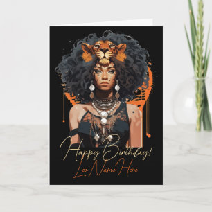 Create Your Own African American Queen Leo Holiday Card