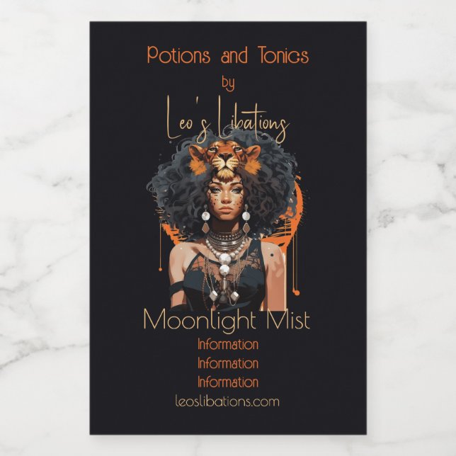 Create Your Own African American Queen Leo Wine Label (Single Label)