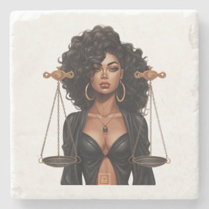 Create Your Own African American Queen Libra Stone Coaster