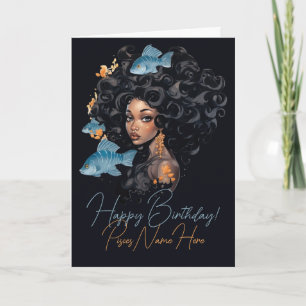 Create Your Own African American Queen Pisces Holiday Card