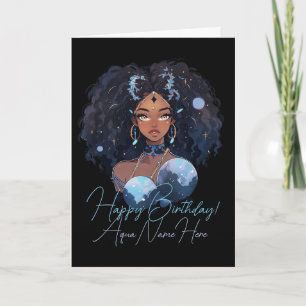 Create Your Own African American Woman Aquarius Holiday Card