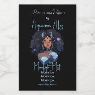 Create Your Own African American Woman Aquarius Wine Label