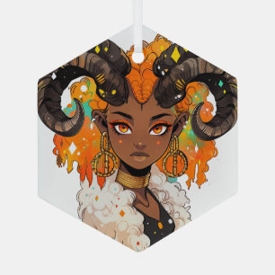 Create Your Own African American Woman Aries Glass Tree Decoration
