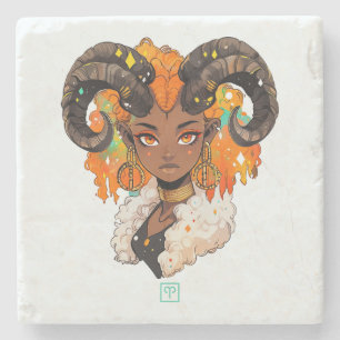 Create Your Own African American Woman Aries Stone Coaster